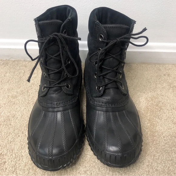 Sorel Cheyanne Black Leather Lace-up Waterproof Duck Boot Size 6.5 - Picture 3 of 12